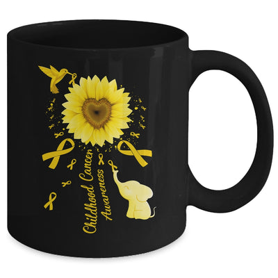Sunflower Hummingbird Elephant Childhood Cancer Awareness Mug | teecentury