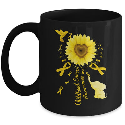 Sunflower Hummingbird Elephant Childhood Cancer Awareness Mug | teecentury