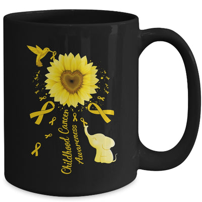 Sunflower Hummingbird Elephant Childhood Cancer Awareness Mug | teecentury