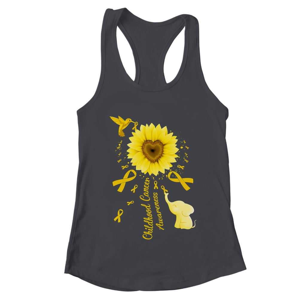 Sunflower Hummingbird Elephant Childhood Cancer Awareness Shirt & Tank Top | teecentury