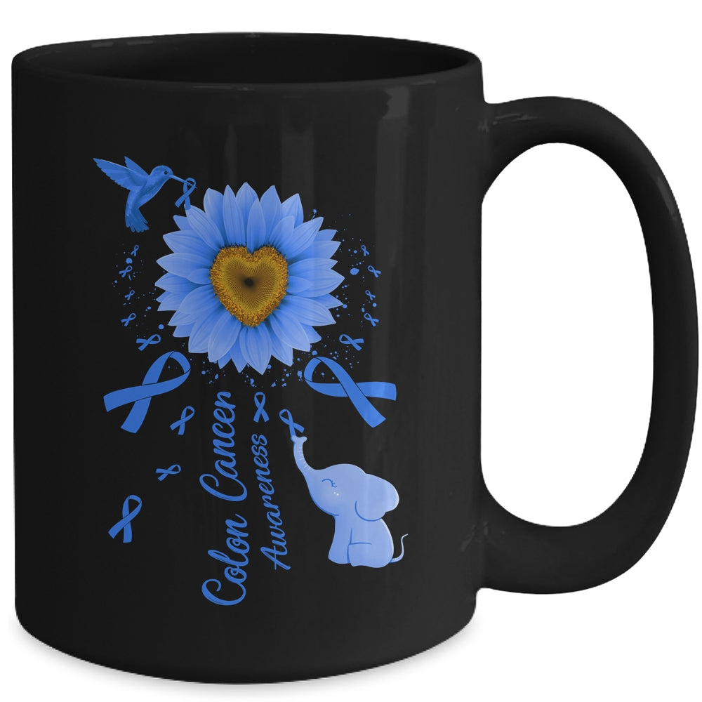 Sunflower Hummingbird Elephant Colon Cancer Awareness Mug | teecentury
