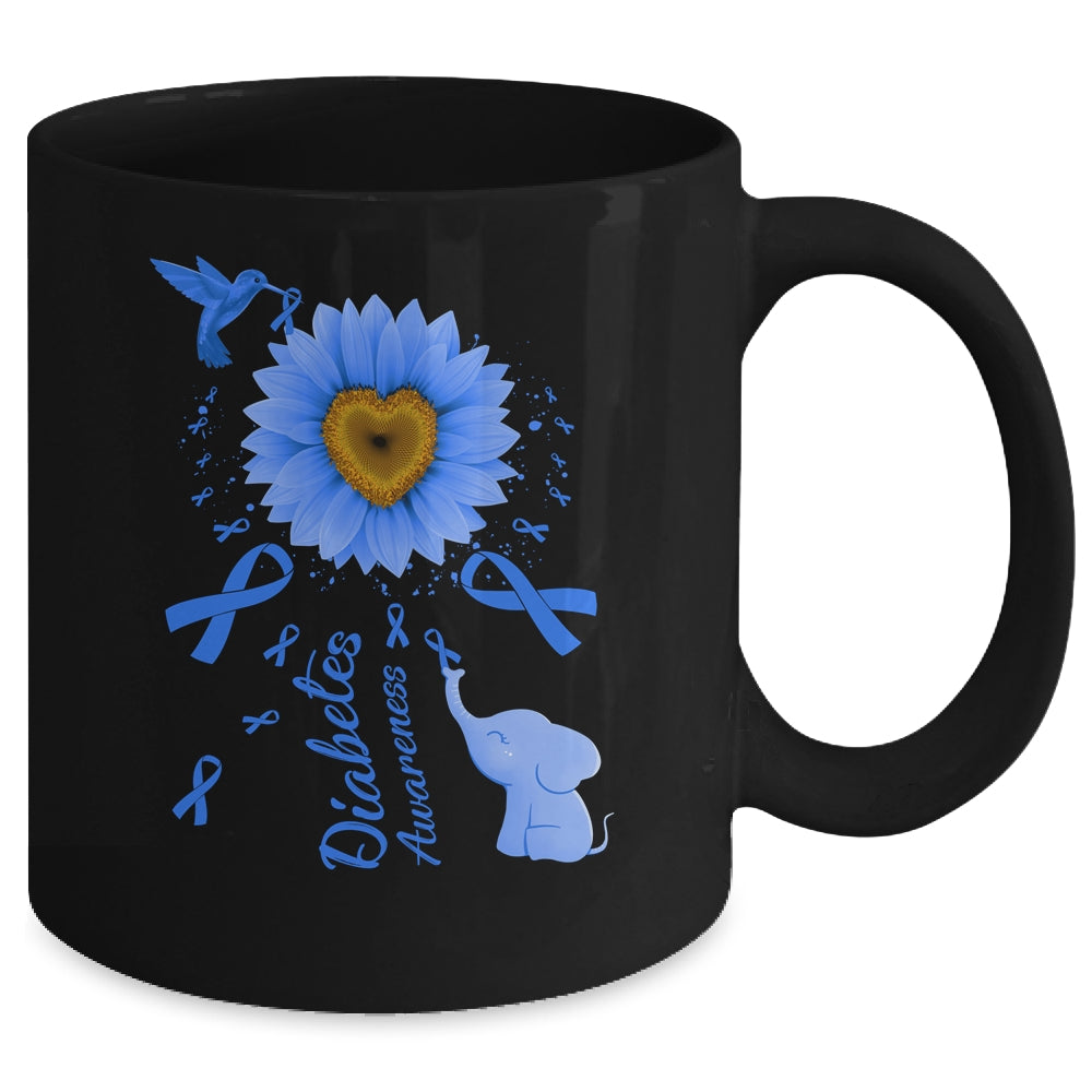 Sunflower Hummingbird Elephant Diabetes Awareness Mug | teecentury