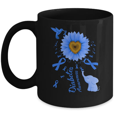 Sunflower Hummingbird Elephant Diabetes Awareness Mug | teecentury