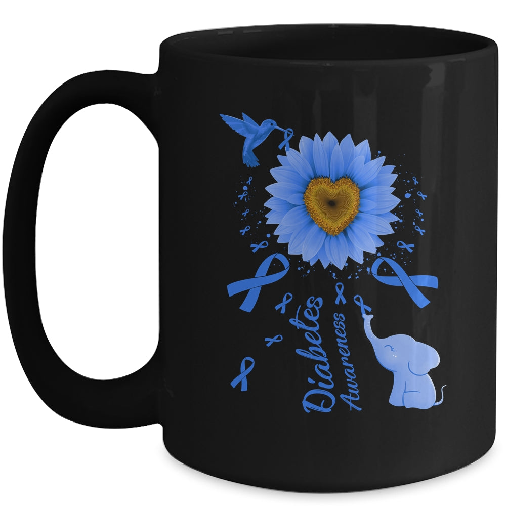 Sunflower Hummingbird Elephant Diabetes Awareness Mug | teecentury