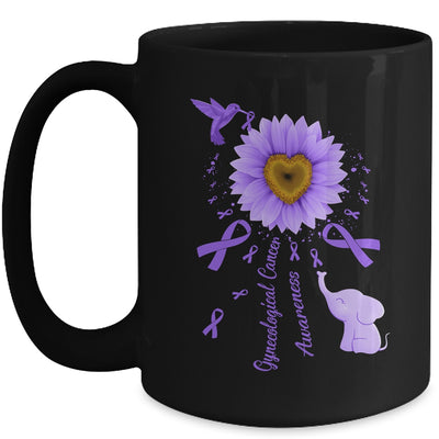 Sunflower Hummingbird Elephant Gynecological Cancer Awareness Mug | teecentury