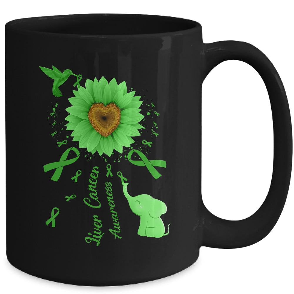 Sunflower Hummingbird Elephant Liver Cancer Awareness Mug | teecentury
