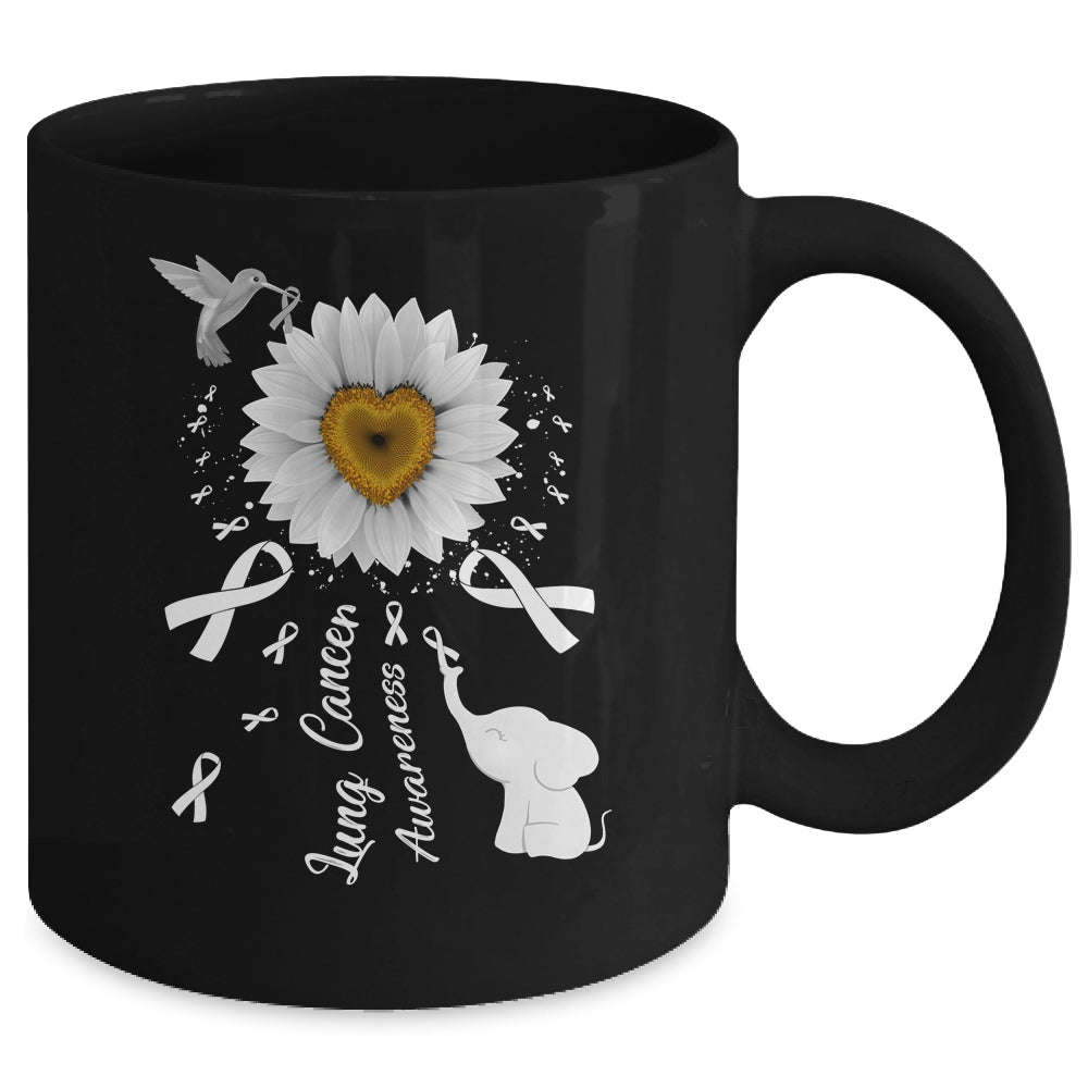 Sunflower Hummingbird Elephant Lung Cancer Awareness Mug | teecentury