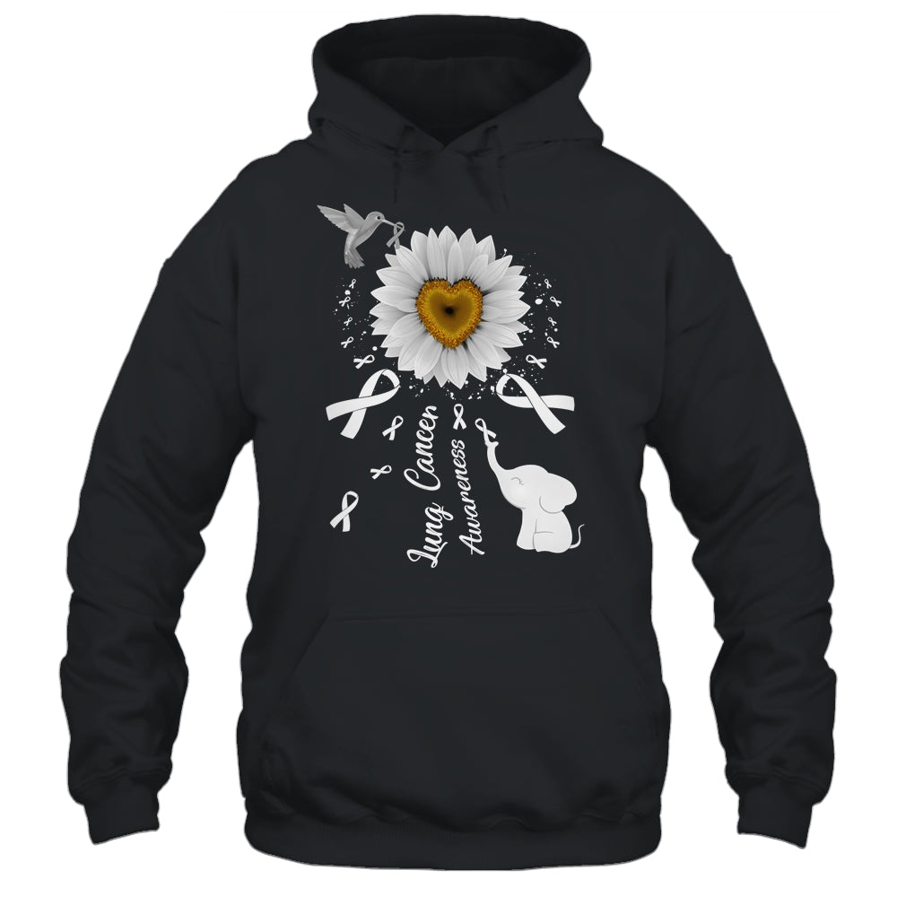 Sunflower Hummingbird Elephant Lung Cancer Awareness Shirt & Tank Top | teecentury
