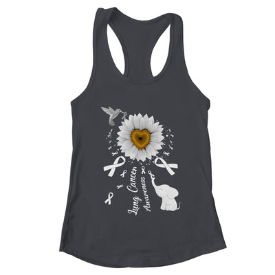 Sunflower Hummingbird Elephant Lung Cancer Awareness Shirt & Tank Top | teecentury
