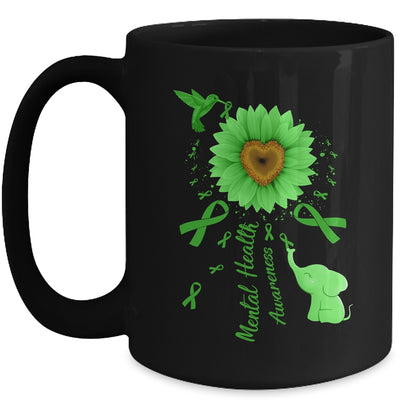 Sunflower Hummingbird Elephant Mental Health Awareness Mug | teecentury