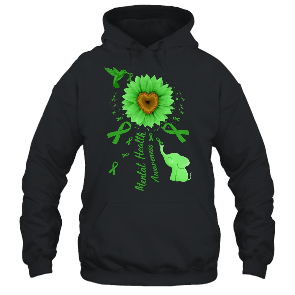 Sunflower Hummingbird Elephant Mental Health Awareness Shirt & Tank Top | teecentury
