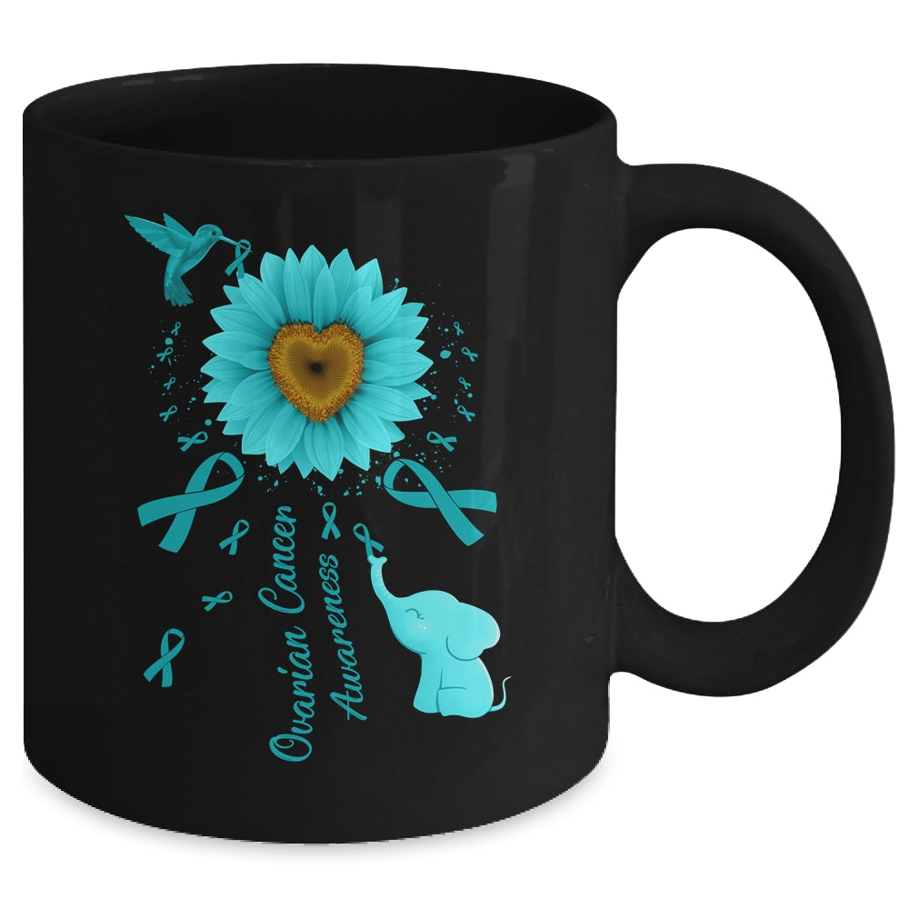 Sunflower Hummingbird Elephant Ovarian Cancer Awareness Mug | teecentury