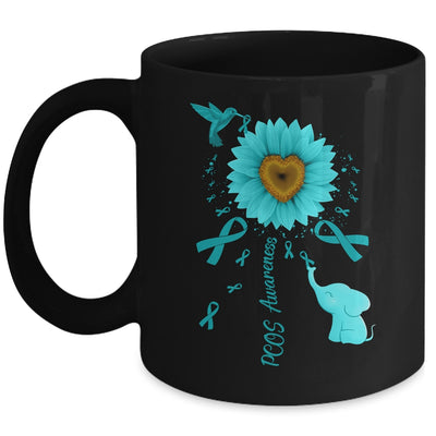 Sunflower Hummingbird Elephant PCOS Awareness Mug | teecentury