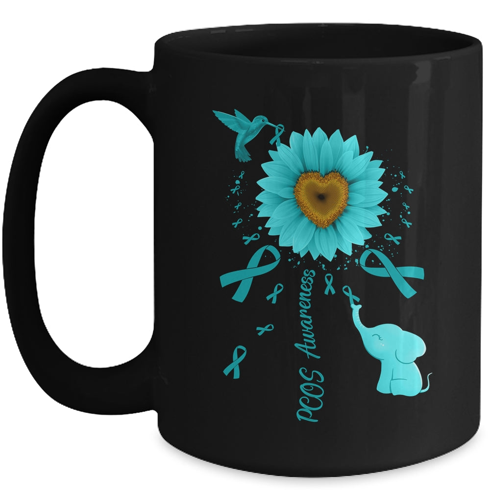 Sunflower Hummingbird Elephant PCOS Awareness Mug | teecentury