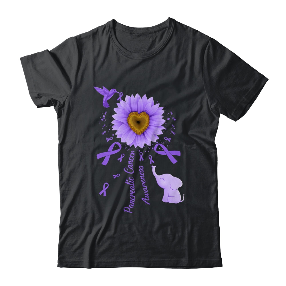 Sunflower Hummingbird Elephant Pancreatic Cancer Awareness Shirt & Tank Top | teecentury