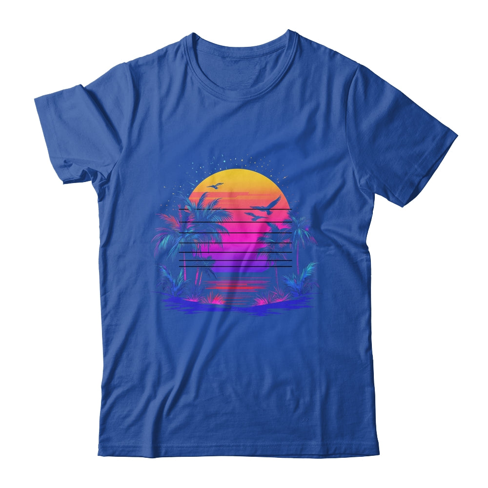 Sunset Palm Trees Retro 80s Aesthetic 90s Art Vaporwave Shirt & Tank Top | teecentury