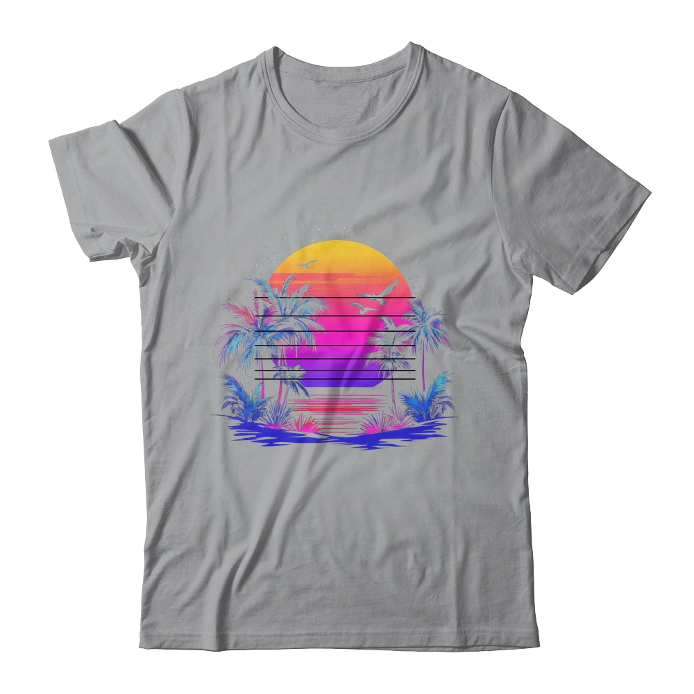 Sunset Palm Trees Retro 80s Aesthetic 90s Art Vaporwave Shirt & Tank Top | teecentury