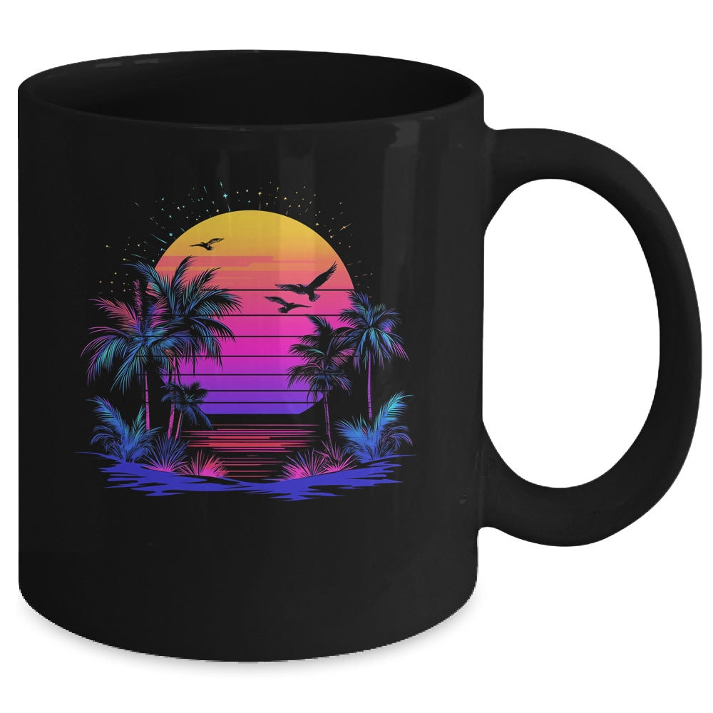 Sunset Palm Trees Retro 80s Aesthetic 90s Art Vaporwave Mug | teecentury