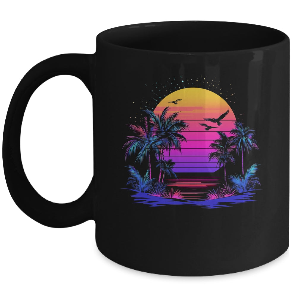 Sunset Palm Trees Retro 80s Aesthetic 90s Art Vaporwave Mug | teecentury