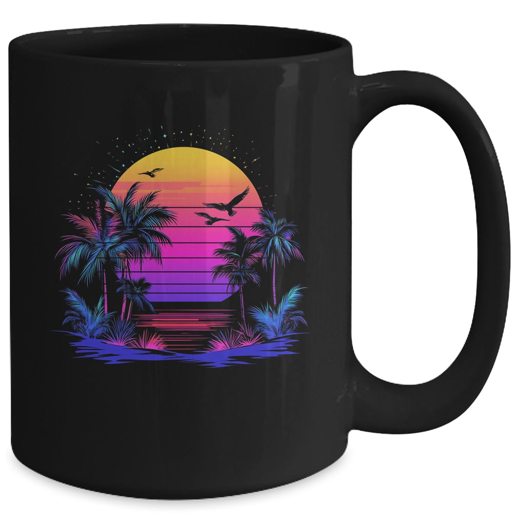 Sunset Palm Trees Retro 80s Aesthetic 90s Art Vaporwave Mug | teecentury