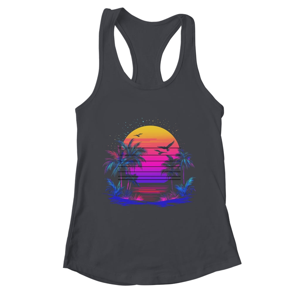 Sunset Palm Trees Retro 80s Aesthetic 90s Art Vaporwave Shirt & Tank Top | teecentury