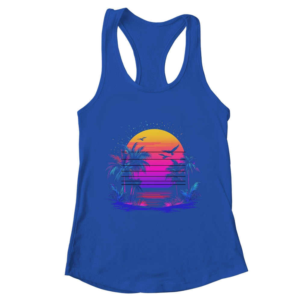 Sunset Palm Trees Retro 80s Aesthetic 90s Art Vaporwave Shirt & Tank Top | teecentury