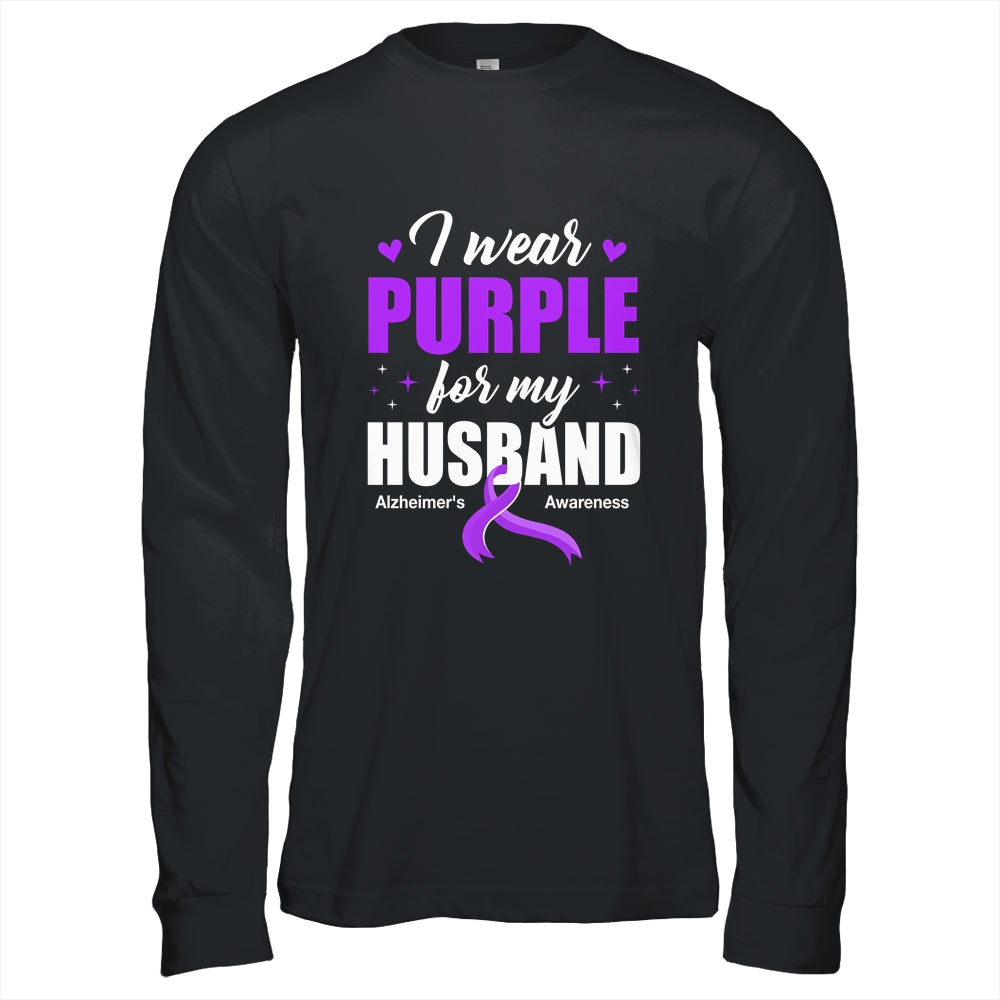 Support I Wear Purple For My Husband Alzheimer's Awareness Shirt & Hoodie | teecentury