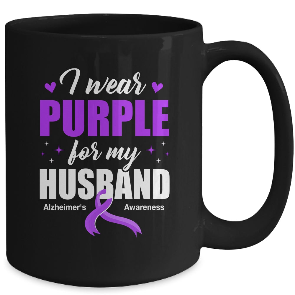Support I Wear Purple For My Husband Alzheimer's Awareness Mug | teecentury