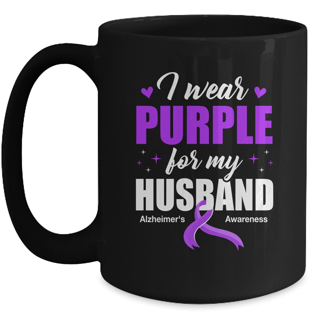 Support I Wear Purple For My Husband Alzheimer's Awareness Mug | teecentury