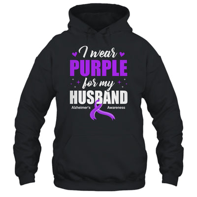 Support I Wear Purple For My Husband Alzheimer's Awareness Shirt & Hoodie | teecentury