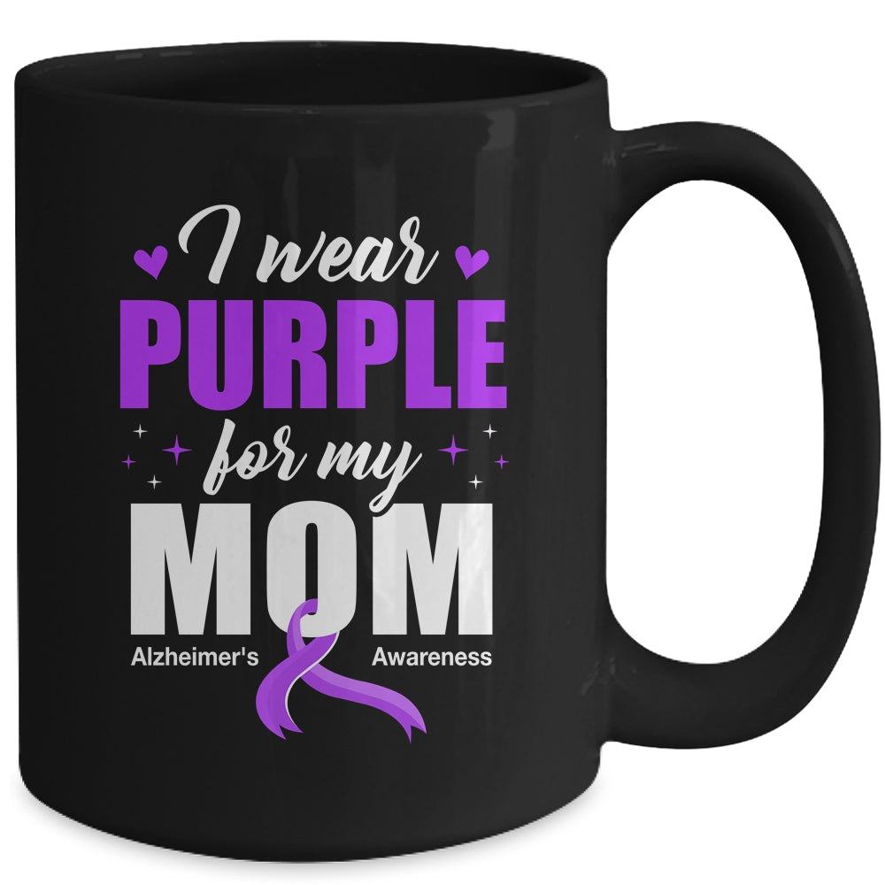 Support I Wear Purple For My Mom Alzheimer's Awareness Mug | teecentury