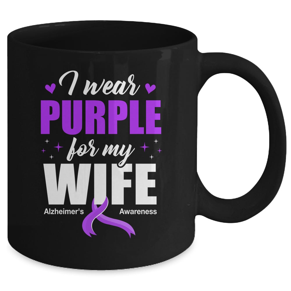 Support I Wear Purple For My Wife Alzheimer's Awareness Mug | teecentury