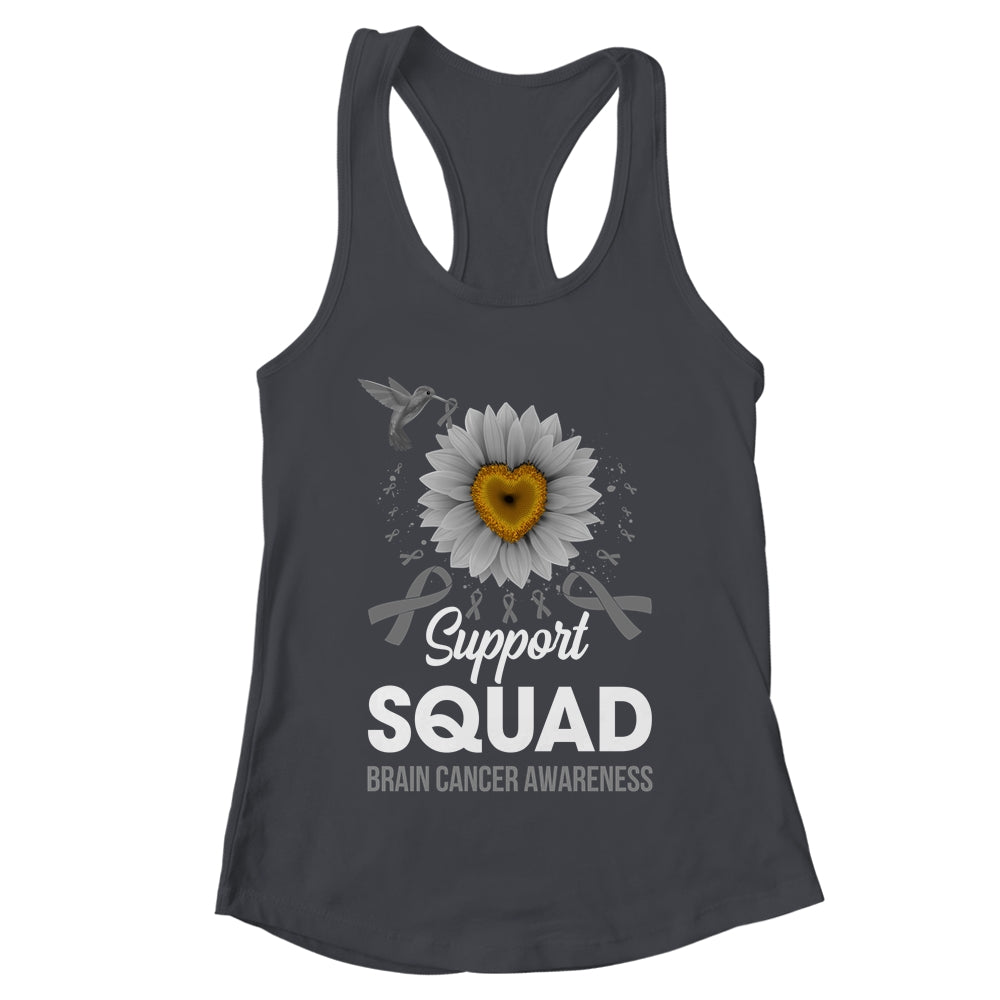 Support Squad Brain Cancer Awareness Sunflower Hummingbird Shirt & Tank Top | teecentury