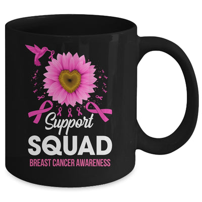 Support Squad Breast Cancer Awareness Sunflower Hummingbird Mug | teecentury
