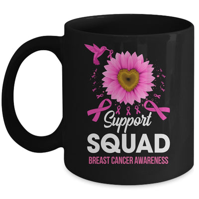 Support Squad Breast Cancer Awareness Sunflower Hummingbird Mug | teecentury