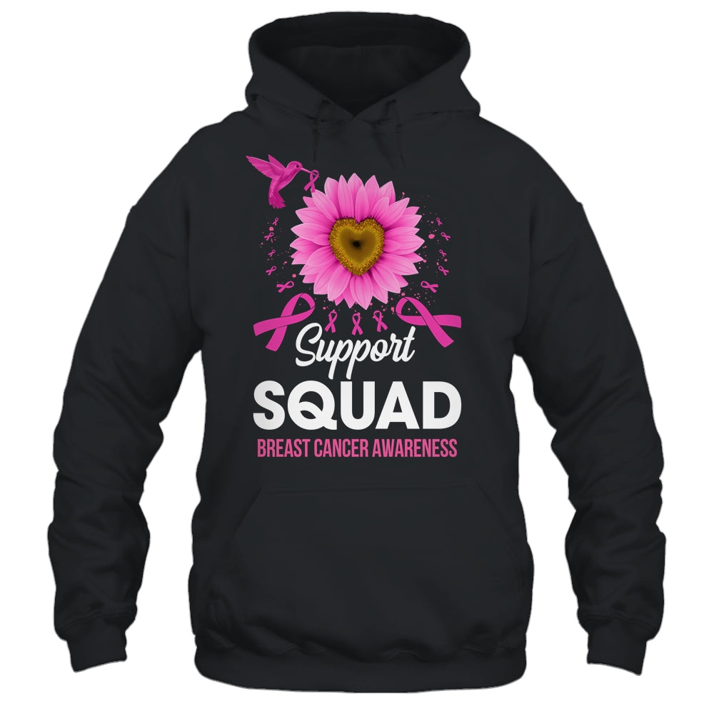 Support Squad Breast Cancer Awareness Sunflower Hummingbird Shirt & Tank Top | teecentury