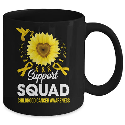 Support Squad Childhood Cancer Awareness Sunflower Hummingbird Mug | teecentury