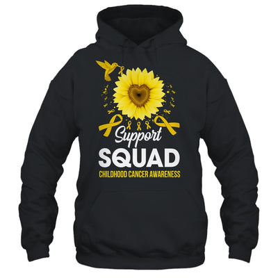 Support Squad Childhood Cancer Awareness Sunflower Hummingbird Shirt & Tank Top | teecentury