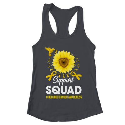 Support Squad Childhood Cancer Awareness Sunflower Hummingbird Shirt & Tank Top | teecentury