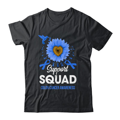 Support Squad Colon Cancer Awareness Sunflower Hummingbird Shirt & Tank Top | teecentury