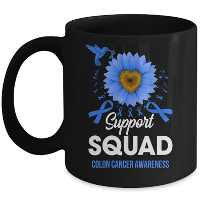Support Squad Colon Cancer Awareness Sunflower Hummingbird Mug | teecentury