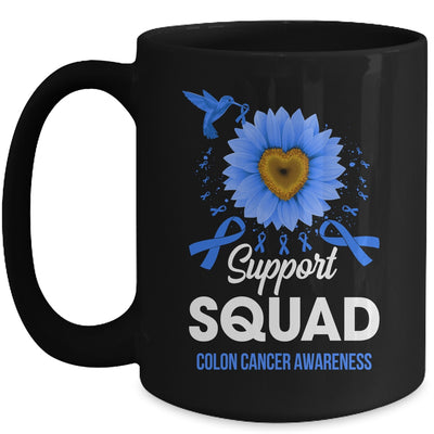 Support Squad Colon Cancer Awareness Sunflower Hummingbird Mug | teecentury