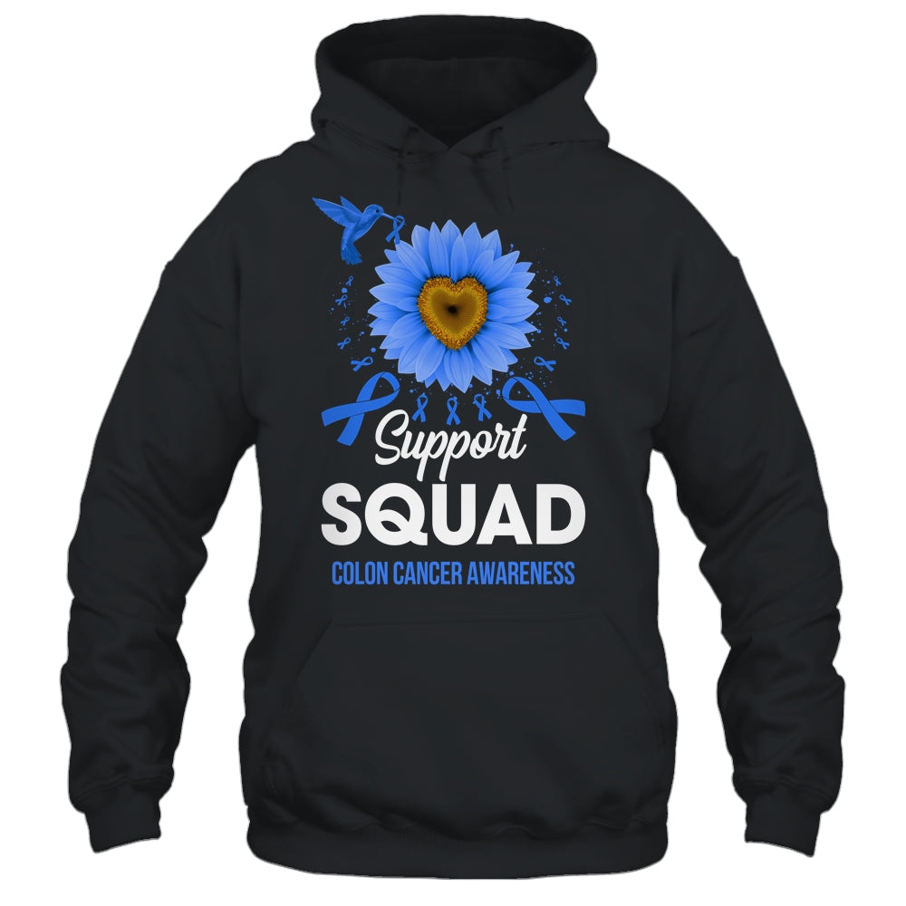 Support Squad Colon Cancer Awareness Sunflower Hummingbird Shirt & Tank Top | teecentury