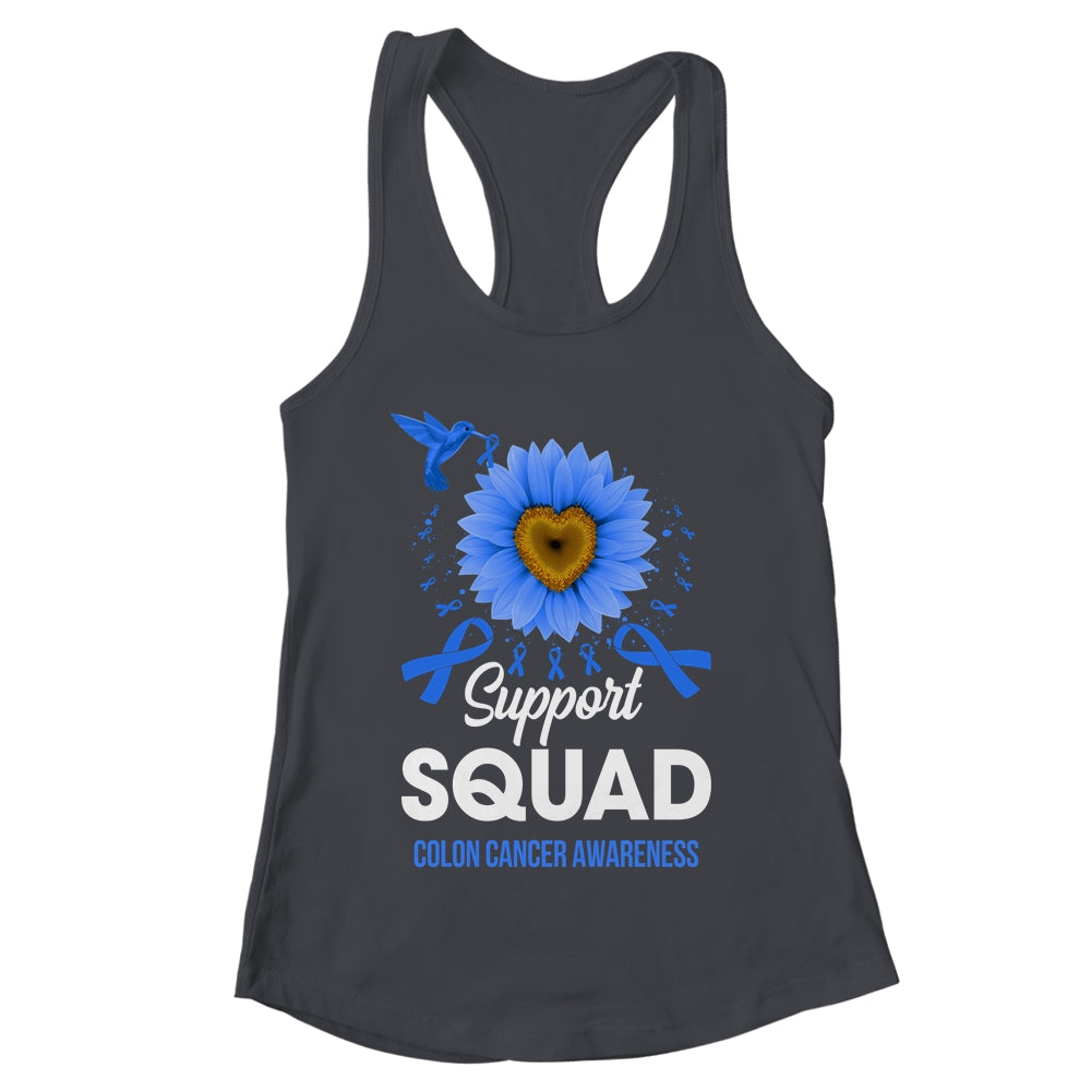 Support Squad Colon Cancer Awareness Sunflower Hummingbird Shirt & Tank Top | teecentury