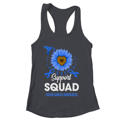 Support Squad Colon Cancer Awareness Sunflower Hummingbird Shirt & Tank Top | teecentury