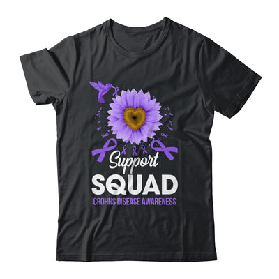 Support Squad Crohns Disease Awareness Sunflower Hummingbird Shirt & Tank Top | teecentury