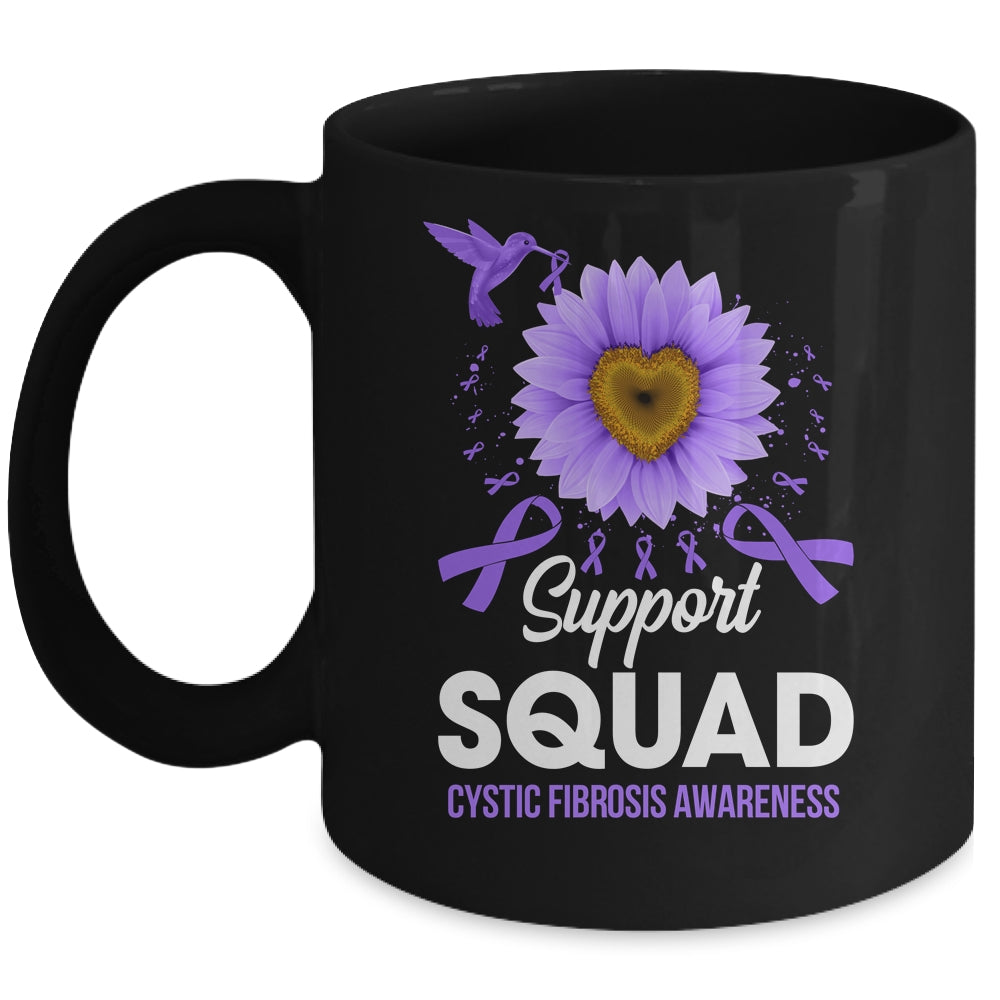 Support Squad Cystic Fibrosis Awareness Sunflower Hummingbird Mug | teecentury