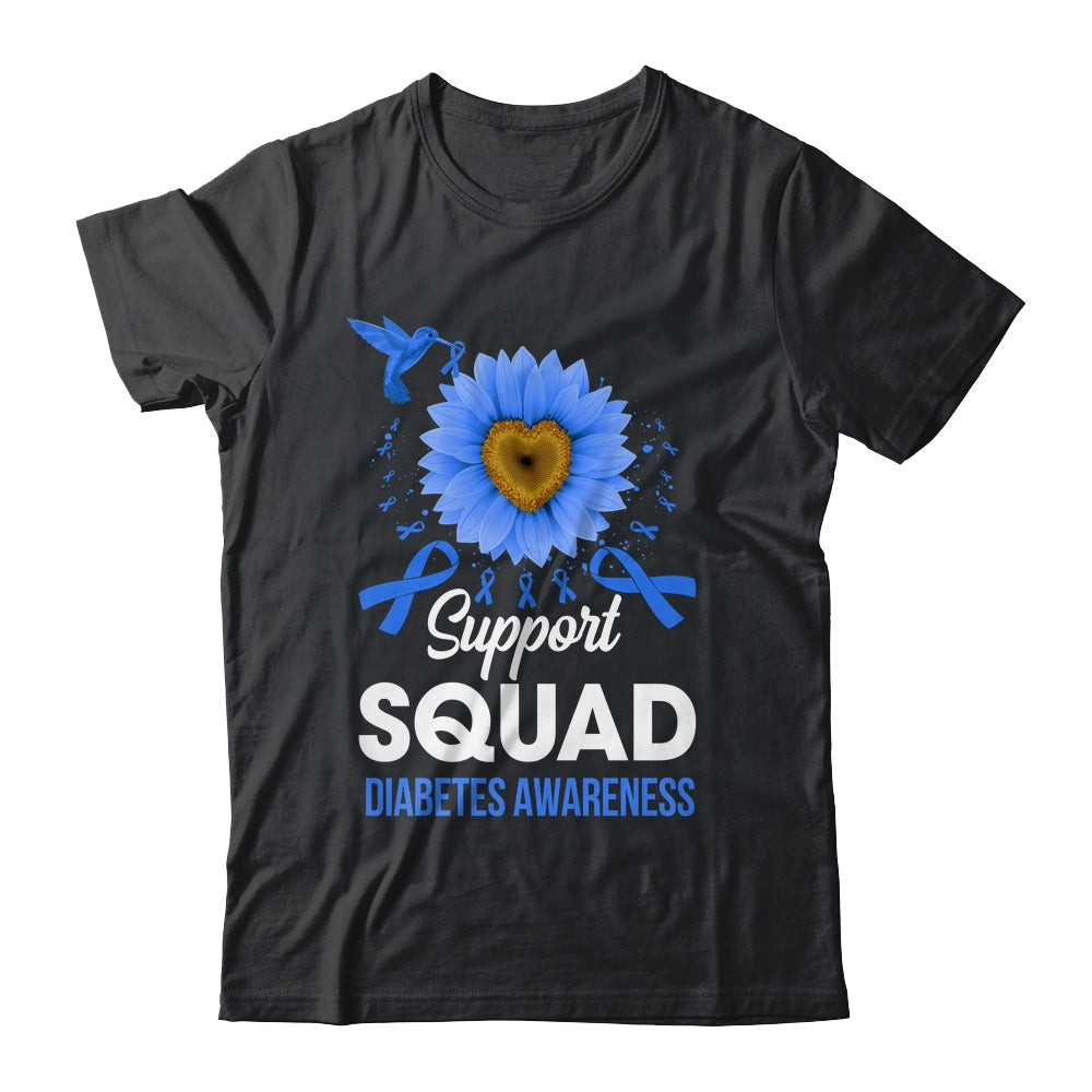 Support Squad Diabetes Awareness Sunflower Hummingbird Shirt & Tank Top | teecentury