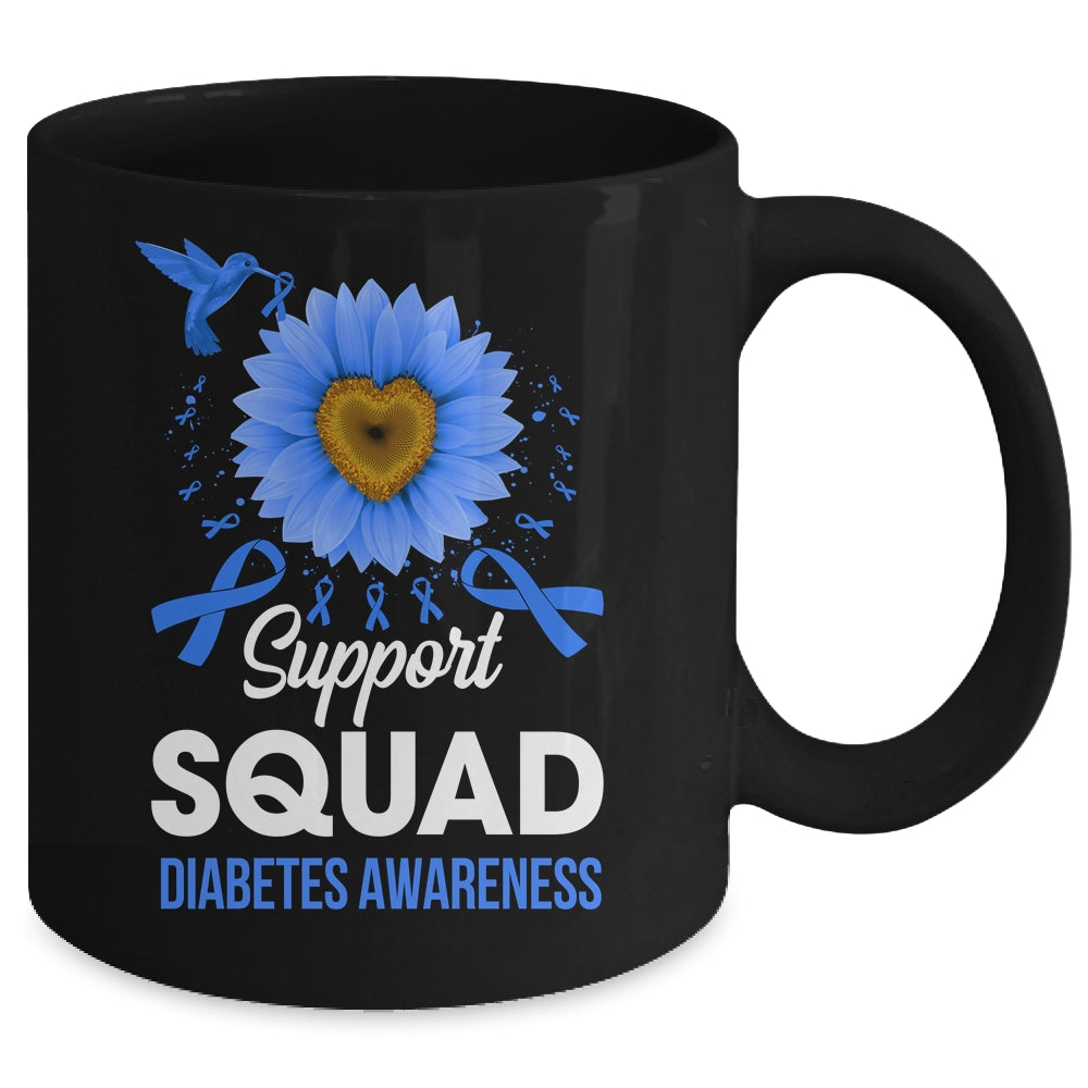 Support Squad Diabetes Awareness Sunflower Hummingbird Mug | teecentury