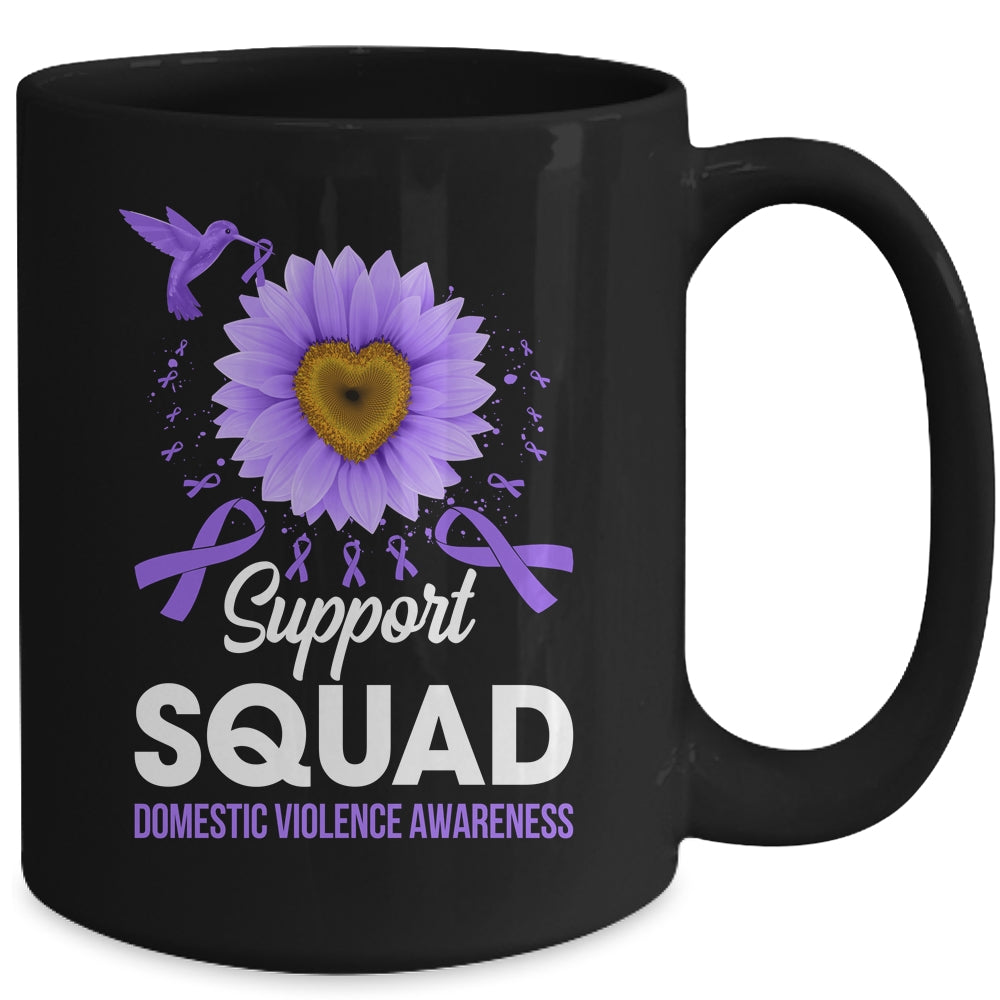 Support Squad Domestic Violence Awareness Sunflower Hummingbird Mug | teecentury